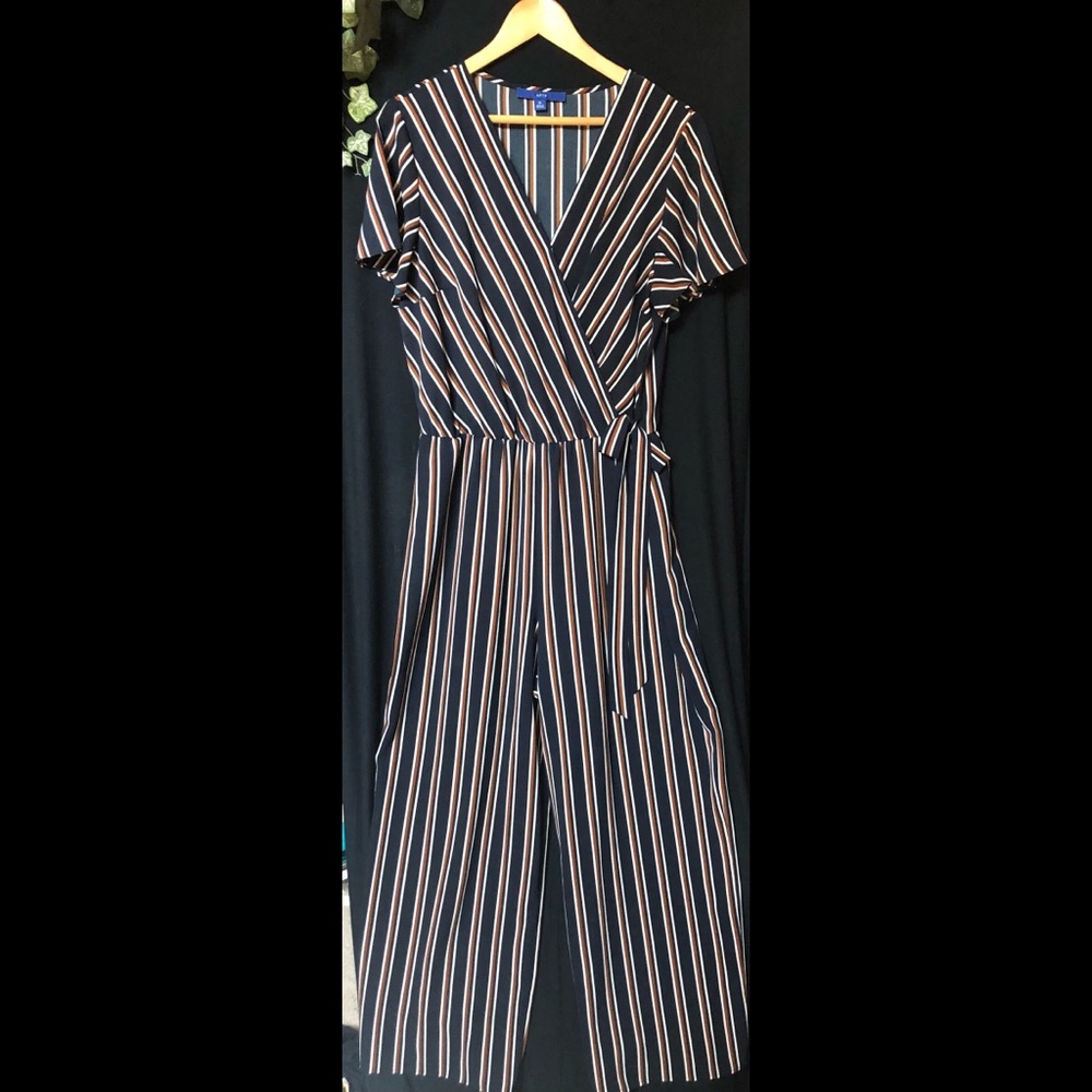 Striped Wrap Jumpsuit in Autumn Stripe